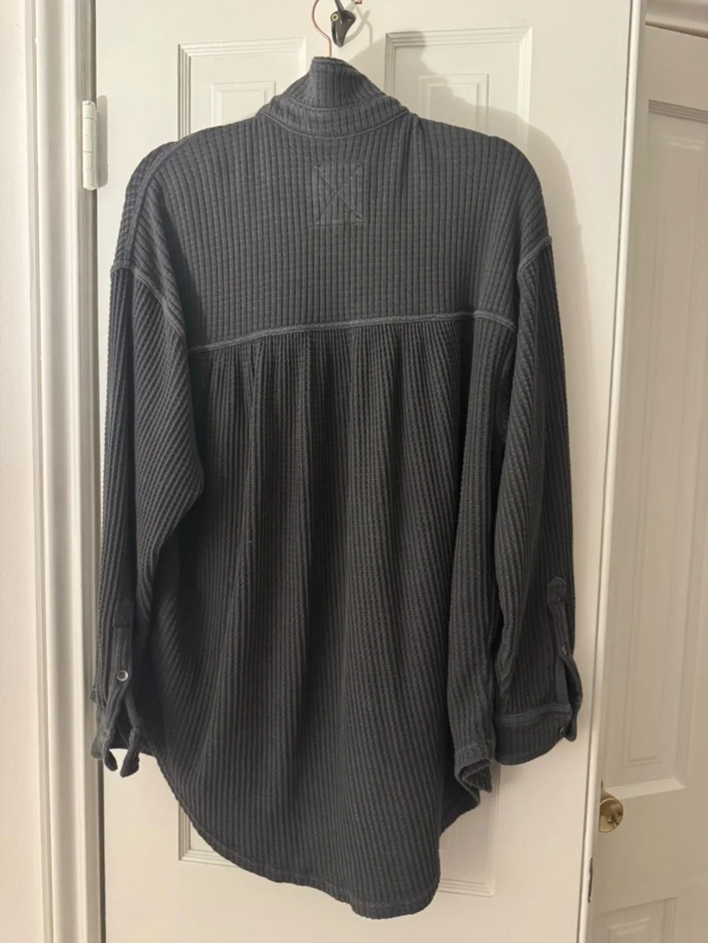 Aerie Charcoal Gray Waffle-Knit Button Cardigan - Picture 3 of 3